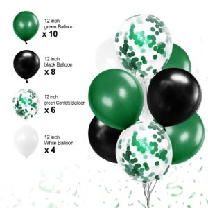 Birthday Decorations for Men Green and Black Party Decorations for Boy Happy Birthday Banner Fringe Curtains Confetti Latex Balloon Foil Balloon Party Supplies