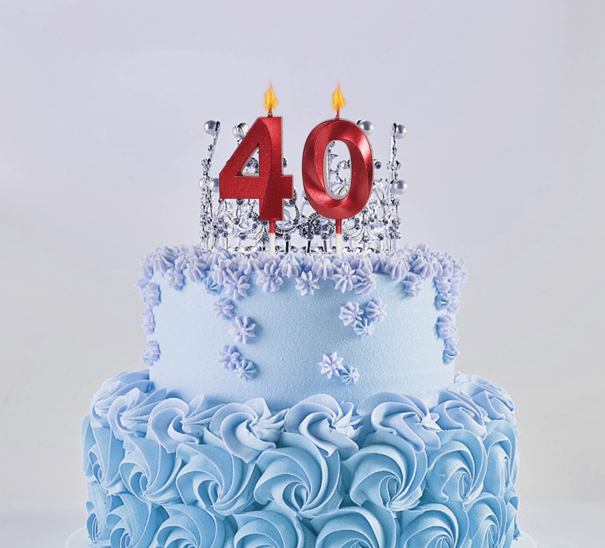 Red 22nd Birthday Candles for Cakes, Number 22 Candle Cake Topper for Party Anniversary Wedding Celebration Decoration