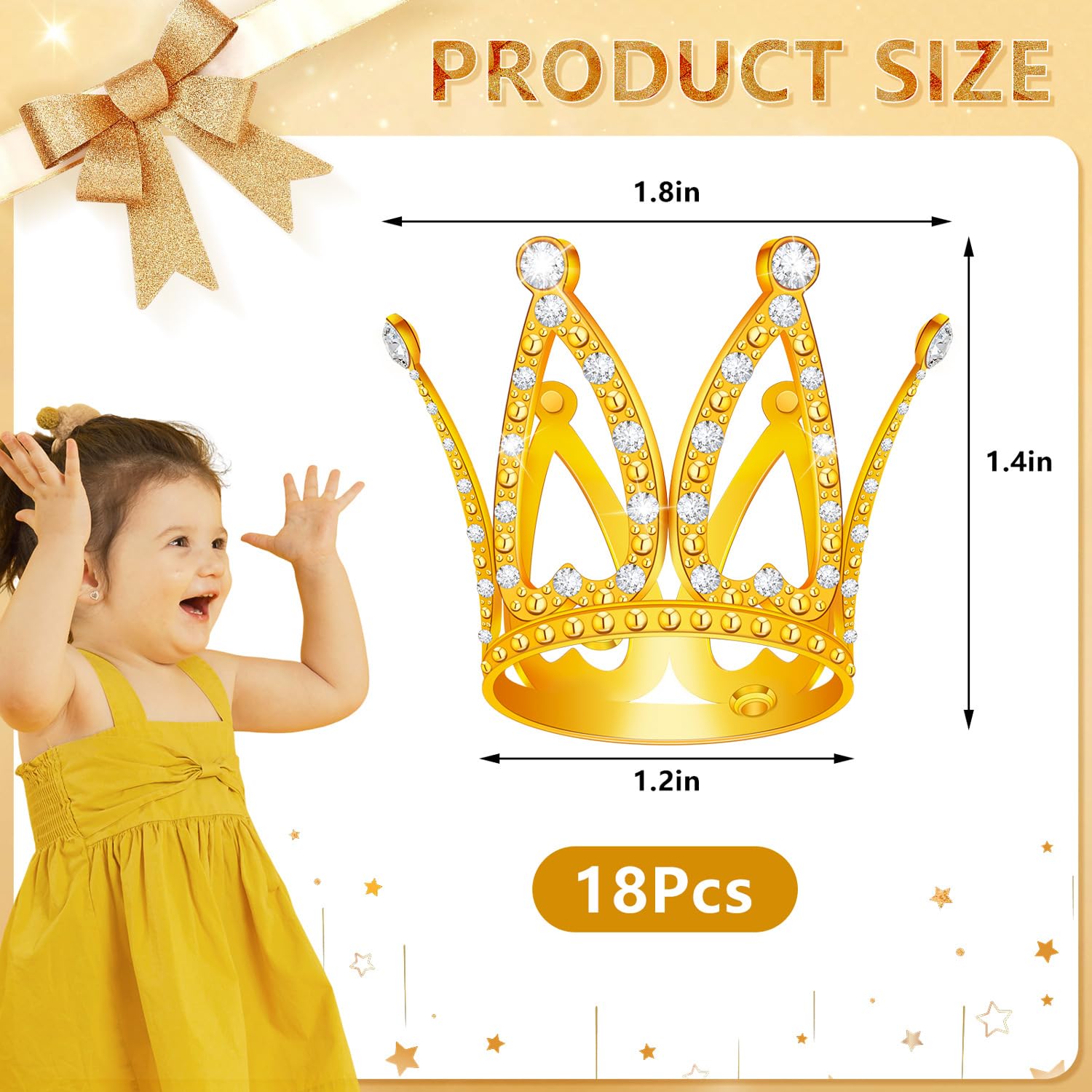 18 Pcs Crown Cake Topper, Mini Tiara Birthday Cake Toppers, Mini Crown for Flower Arrangements Women Lady Girl Wedding Baby Shower Birthday Party