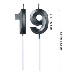 Black 19th & 91st Birthday Candles for Cakes, Number 19 91 Candle Cake Topper for Party Anniversary Wedding Celebration Decoration