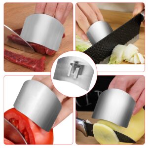 Unlorspy 8 Pcs Stainless Steel Finger Guards, 63 x 46mm Finger Protector for Cutting Food, Finger Guard for Cutting Vegetables Metal Finger Guard Finger Shield for Chopping