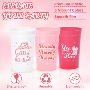 Tuitessine 12-Pack Disco Cowgirl Bachelorette Party Cups Reusable Girls Trip Stadium Plastic Cup Cute Drinking Cups for Western Bridal Shower Party Supplies Wedding Engagement Favor(22 oz)