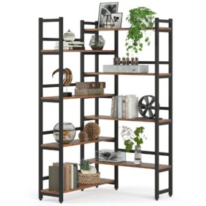 little tree corner bookshelf 70.8” tall industrial bookcase for living room home office