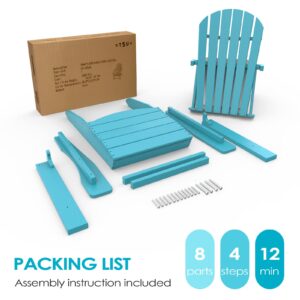 OTSUN Adirondack Chair, Large Lawn Chair, Outdoor Chair with Durability and Weather Resistance, HDPE Patio Chair for Yard, Porch, Garden, Deck, Swimming Pool, Light Blue