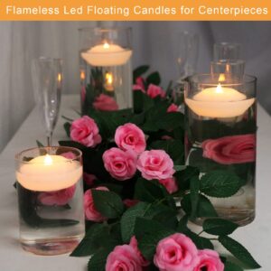 LARDUX 3 Inch Led Floating Candles - 12 PCS Flameless Water Activated Floating Tea Lights Fake Floating Tealight Battery Operated for Centerpieces Cylinder Vases Wedding Party Decorations