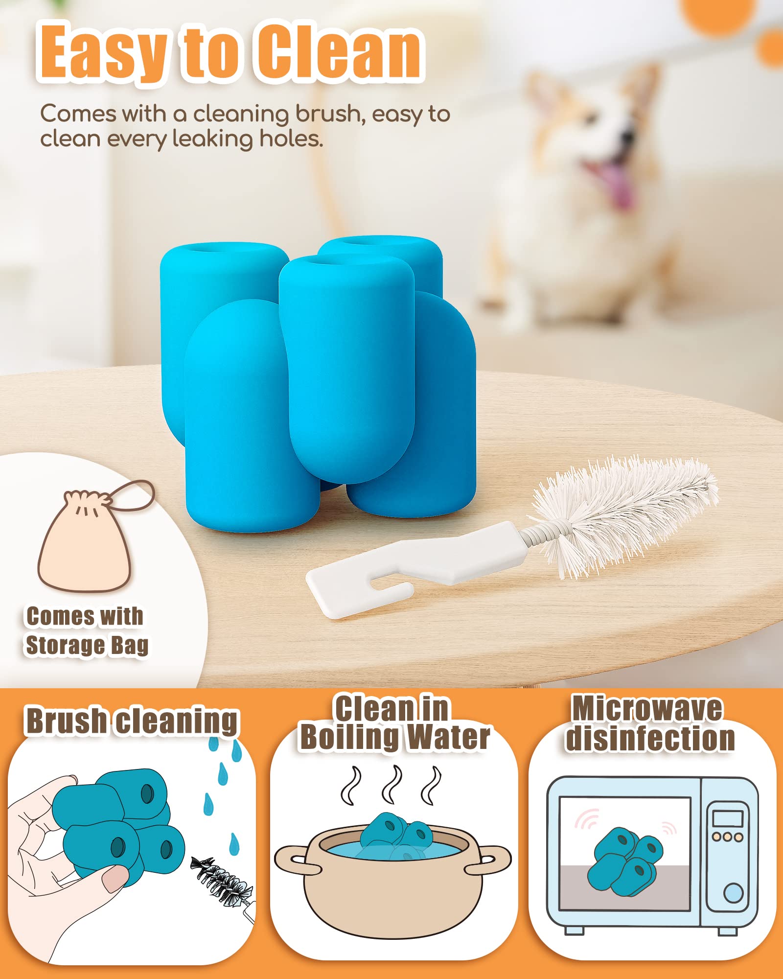 Moonorange Treat Dog Toy, Dog Chew Toys for Aggressive Chewers, Interactive Slow Feeder Dog Toys, Durable Fillable Toy Collection, Frozen Feeding Dog Toy for All Breed Sizes (Blue)