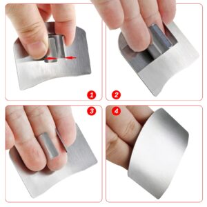 Unlorspy 8 Pcs Stainless Steel Finger Guards, 63 x 46mm Finger Protector for Cutting Food, Finger Guard for Cutting Vegetables Metal Finger Guard Finger Shield for Chopping