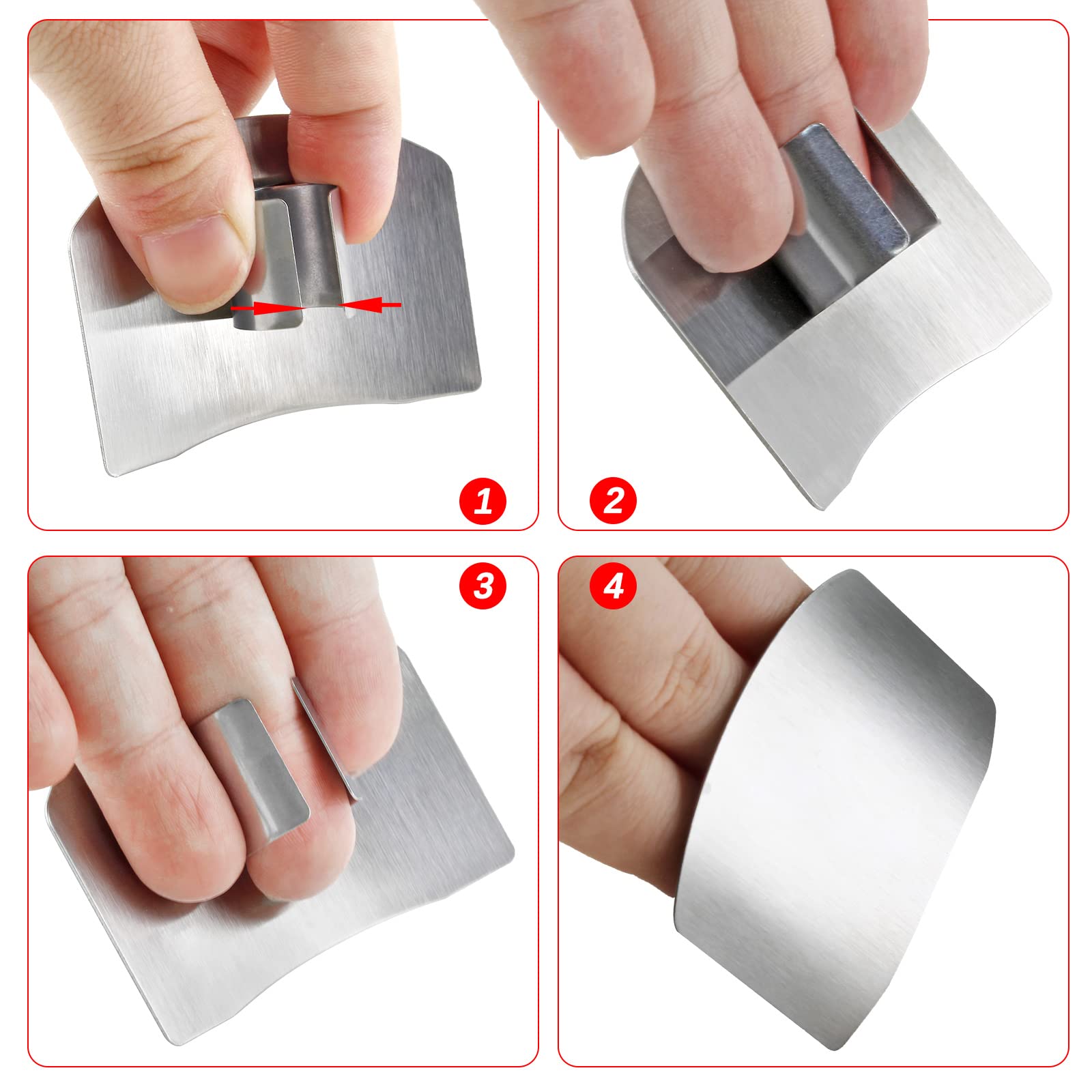 Unlorspy 8 Pcs Stainless Steel Finger Guards, 63 x 46mm Finger Protector for Cutting Food, Finger Guard for Cutting Vegetables Metal Finger Guard Finger Shield for Chopping