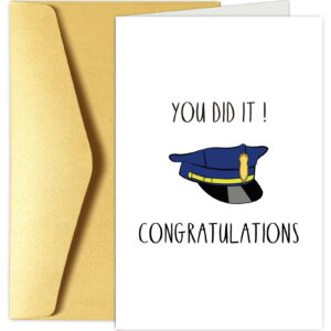 police greeting card, police graduation card, officer congratulations card, policeman promotion card, you did it