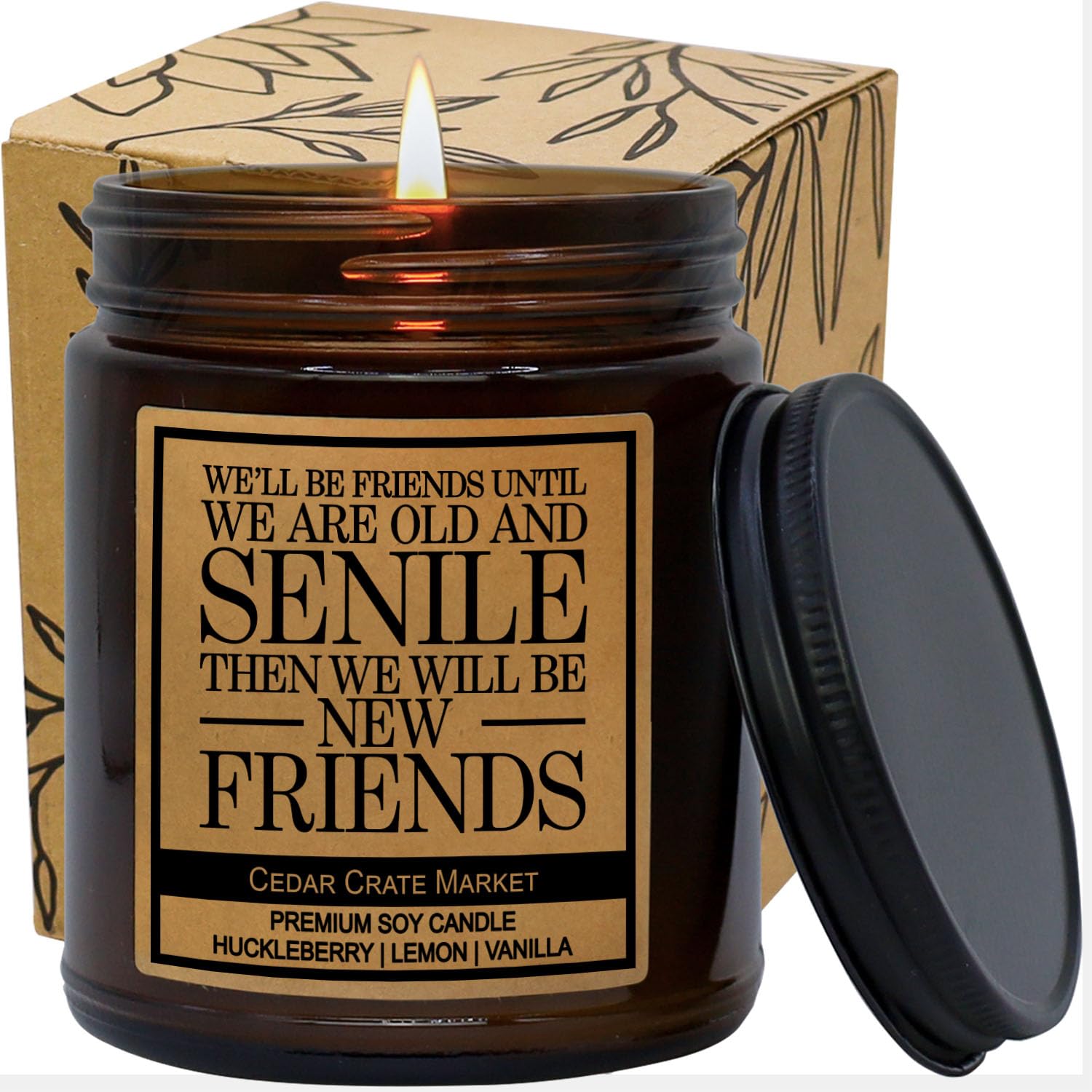 We'll Be Friends Until We are Old and Senile - Friendship Gifts for Women Friends, Best Friend Funny Candles for Women, Unique Birthday Candle Gifts for Female, Funny Gifts, 7oz Candle Made in USA