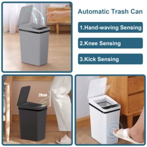 LALASTAR Automatic Trash Can, Small Bathroom Trash Can with Lid, Slim Touchless Garbage Can, Narrow Motion Sensor Trashcan, Smart Plastic Trash Bin for Bathroom, Bedroom, Kitchen, Black, 2.5 Gallon