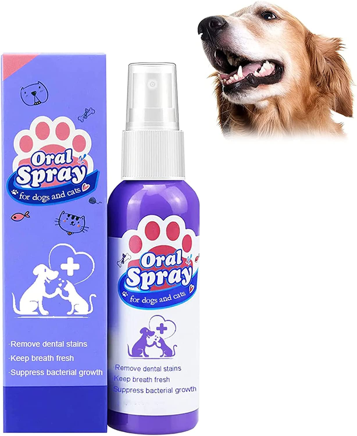 Petry Oral Spray, Petry Teeth Cleaning Spray for Dogs & Cats, Pet Breath Freshener Spray Care Cleaner 60ml, Pet Oral Spray Clean Teeth, Dog and Cat Natural Breath Freshener