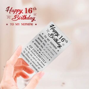 MOQIYXL Nephew 16th Birthday Card, Happy 16 Birthday Nephew Gifts Ideas, Small Engraved Wallet Card