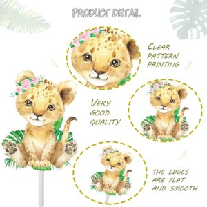 24pcs Jungle Safari Animal Cupcake Toppers Wild Animal Cake Toppers Jungle Party Decoration for Safari Jungle Theme Birthday Party Baby Shower Supplies