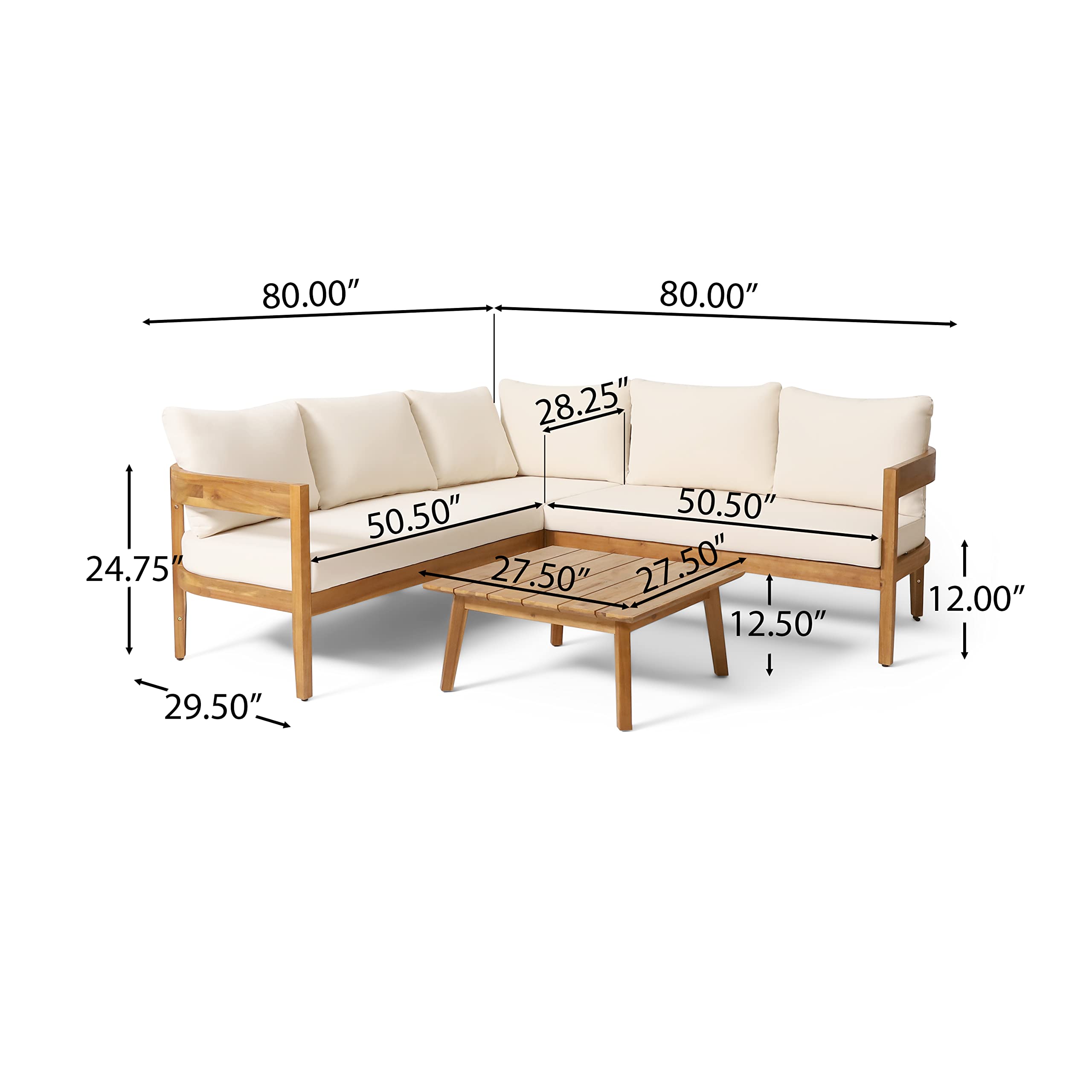 Christopher Knight Home 317355 Brooklyn Chat Set, Teak + Beige