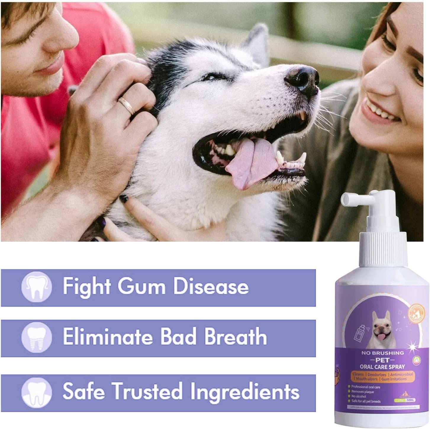 ANRUI Teeth Cleaning Spray for Dogs & Cats,Pet Oral Spray Clean Teeth,Pet Breath Freshener Spray Care Cleaner,Targets Tartar & Plaque Eliminate Bad Breath (1PCS)