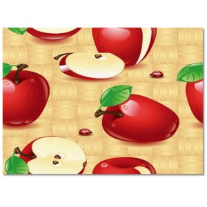 Red Apples Area Rug for Bedroom Living Room- Fresh Apples with Green Leaves Contemporary Floor Carpet Comfy Runner Rug Nursery Playmats Farm Fruit Home Decor Mat, 4'x6'