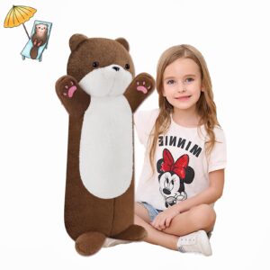 Gisqis Long Otter Plush Pillow, 25.2" Weighted Stuffed Animal Giant Stuffed Otter Animal Big Cute Sea Otter Body Pillow Plushies Soft Baby Otter Stuffed Animal Birthday Gifts for Kids Brown