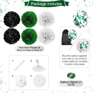 Birthday Decorations for Men Green and Black Party Decorations for Boy Happy Birthday Banner Fringe Curtains Confetti Latex Balloon Foil Balloon Party Supplies