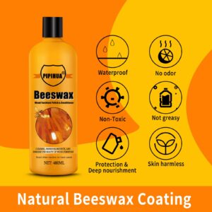 PIPIHUA Beeswax Furniture Wood Polish & Conditioner-Wood Seasoning Beeswax Oil for Wood Cleaner and Polish Furniture, 16.23 Fl Oz