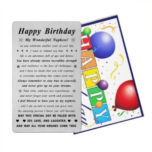 Nephew Birthday Gifts - Metal Engraved Birthday Card for Nephew - Happy Birhday My Wonderful Nephew Gifts Unique