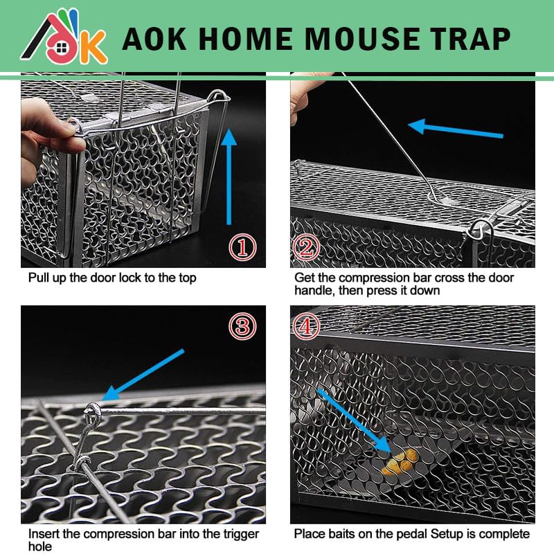 Live Humane Cage Mouse Trap Rat Catch Control Bait Hunting Survival for Indoor and Outdoor,Small Rodent Animal-Mice Voles Hamsters Cage (4.5x11x5.8 inch)