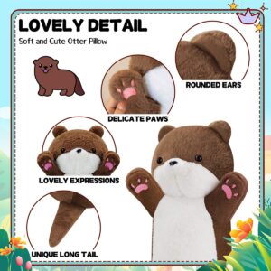 Gisqis Long Otter Plush Pillow, 25.2" Weighted Stuffed Animal Giant Stuffed Otter Animal Big Cute Sea Otter Body Pillow Plushies Soft Baby Otter Stuffed Animal Birthday Gifts for Kids Brown