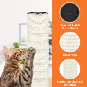 PETUOL 4 PCS M8 Cat Scratching Post Replacement, 15.7 x 3.1 Inch Sisal Pole Cat Tree Replacement Post with Screws, Refill Scratcher Posts for Indoor Kitten Tree Tower Spare Cat Furniture Protector