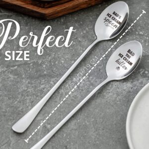 Dads Ice Cream Spoon, 2 Pcs Stainless Steel Coffee Spoons Set, Gifts for Dad on Birthday/Christmas/Thanksgiving, Gift Ready Package, DAD THE ICE CREAM KILLER