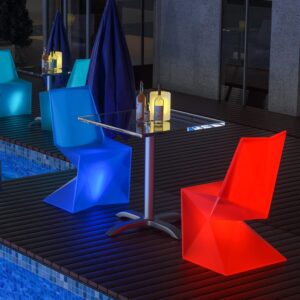 MoNiBloom LED Lounge Chair with Remote, 16 RGB Colors Changing Glow Stool, Waterproof Rechargeable Cool LED Furniture Dimmable Mood Lighting Pub Stool for Garden Patio Cocktail Party and Pool Deck