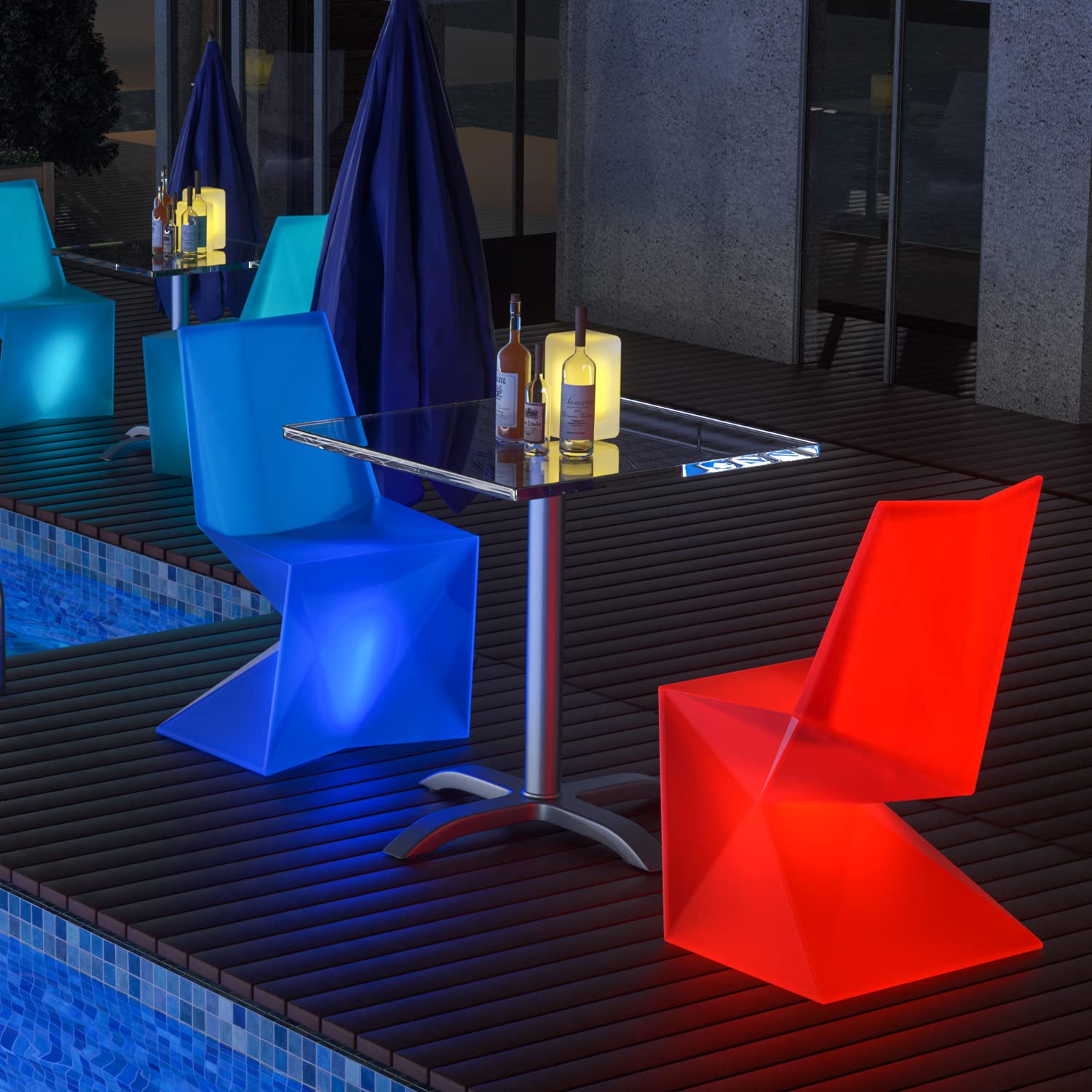 MoNiBloom LED Lounge Chair with Remote, 16 RGB Colors Changing Glow Stool, Waterproof Rechargeable Cool LED Furniture Dimmable Mood Lighting Pub Stool for Garden Patio Cocktail Party and Pool Deck