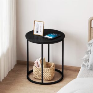 Yusong Round End Table, 20" Accent Small Side Table Nightstand Modern Bedside Table for Living Room Bedroom Office Small Spaces,Black