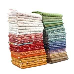 prairie fat quarter bundle (46 pieces) by lori holt for riley blake 18 x 21 inches (45.72 cm x 53.34 cm) fabric cuts diy quilt fabric