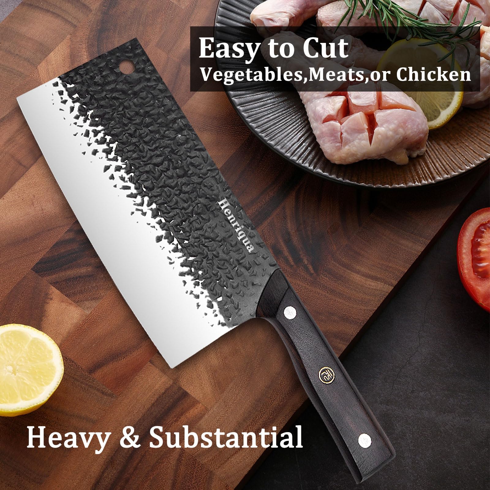 Meat Cleaver Knife,7.87-inch Cleaver Chef Knife,Ultra Sharp Kitchen Cleaver Knife,Stainless Steel Butcher Chopper Vegetable Professional Kitchen Knife with Ergonomic Handle