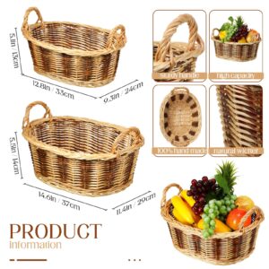 Maitys 2 Sets Basket for Gifts Empty Bulk Woven Wicker Empty Gift Baskets with Handles Clear Gift Bags Kraft Cards Pull Bows Gift Basket Kit Supplies to Fill for Wedding Birthday Party Gift Wrapping