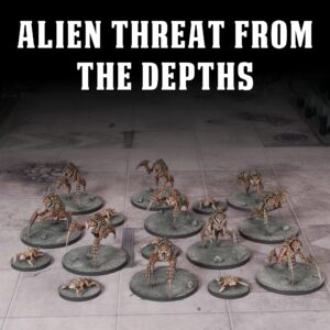 Wargames Delivered - Death Fields - Harvesters - Alien Beast 28mm Miniature, 20 Large and 10 Small Beast with a Variety of Bio-Weapons, and Digital Bundle - Action Figures Plastic Model Kit