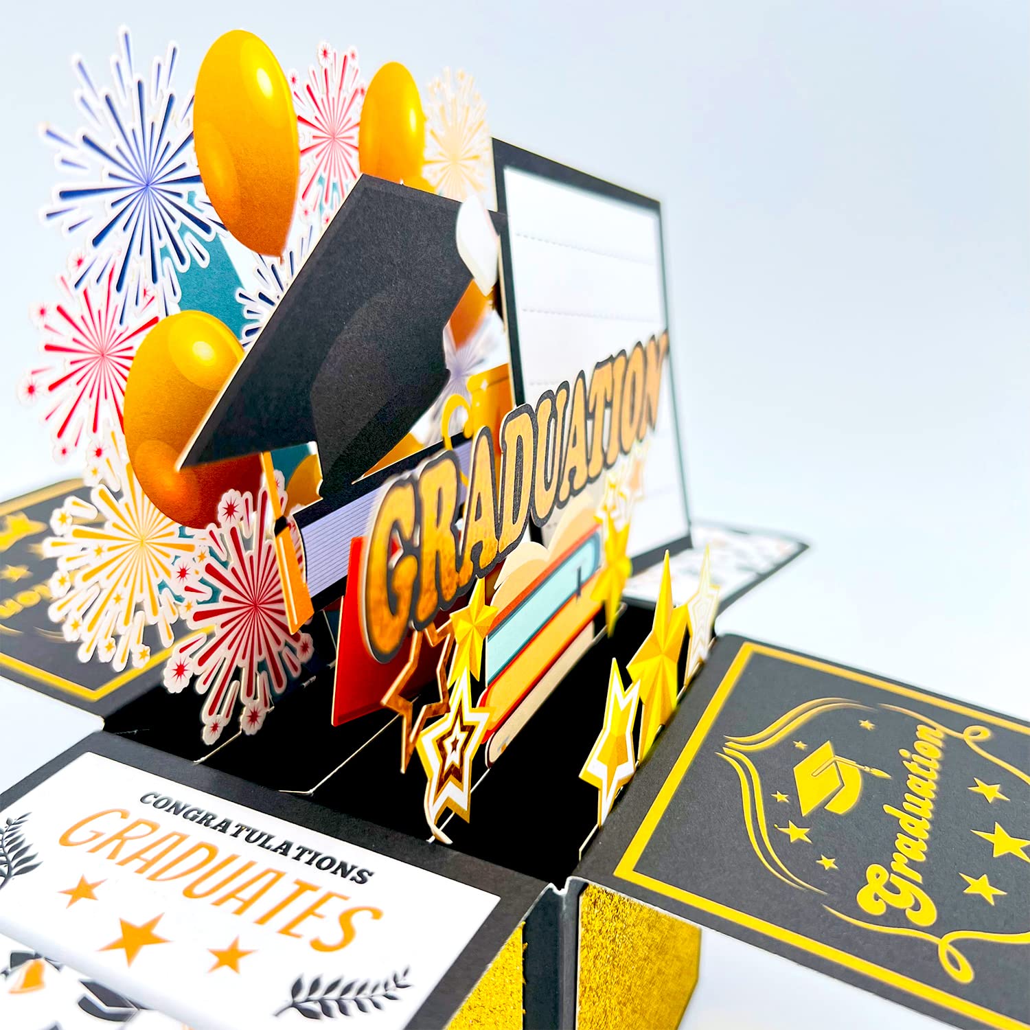 Seasons Stars SSDecor Glittery 3D Graduation Pop Up Card with Envelope - Perfect Congratulation Grad Card for 2024 Graduation, Graduation Party Supplies, High School and College Graduates