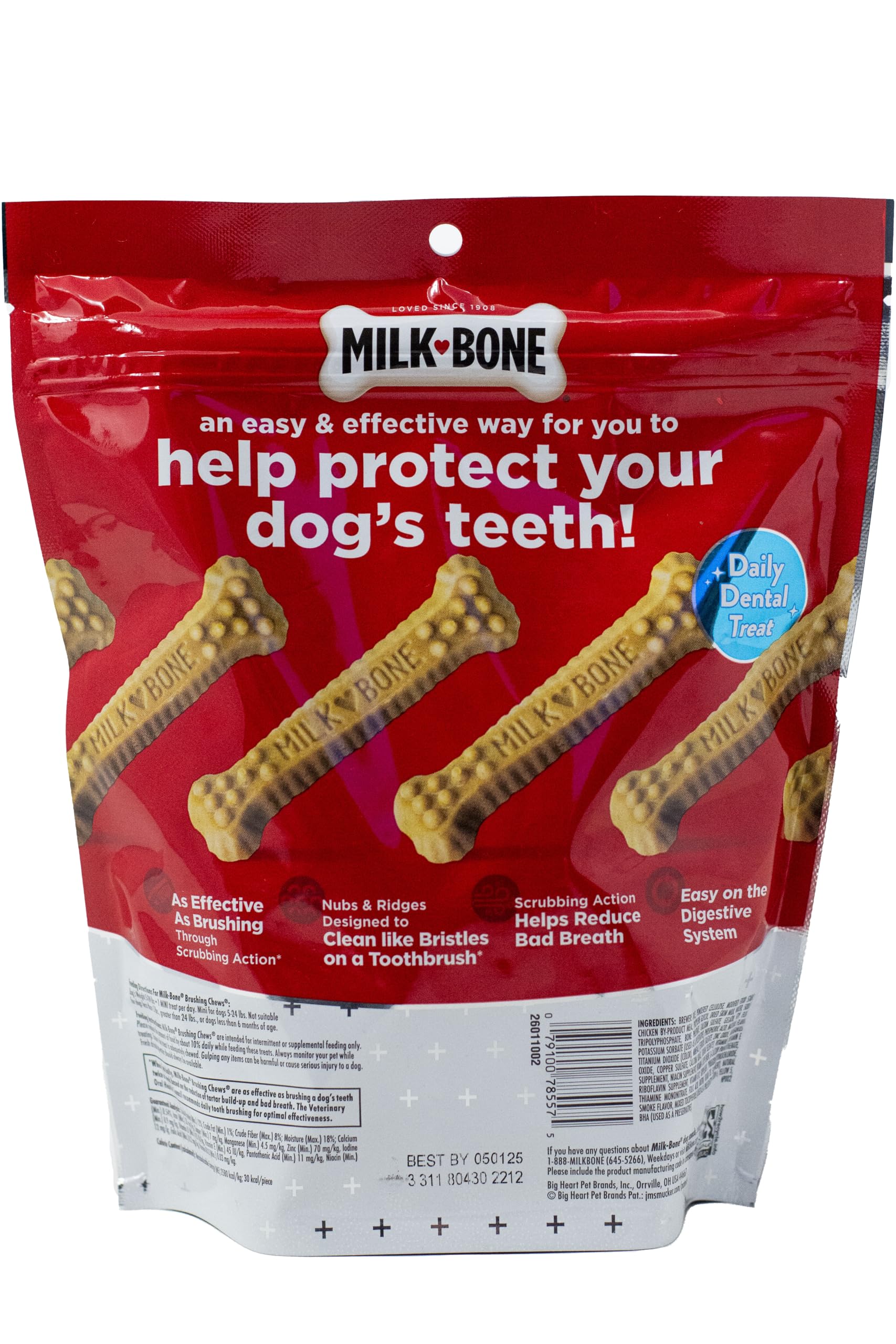 Milk-Bone Brushing Chews Dental Dog Treats - Mini Snacks for Small Breeds (48 Count) - Plus Rope Toy and Fun Animal Facts Booklet Bundle