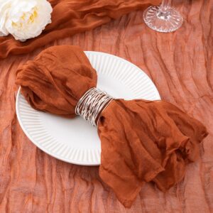 dezerlor 12 pack terracotta cheesecloth napkins christmas cloth napkins set of 12 boho cotton dinner napkins bulk 21"x21" for wedding bridal baby shower xmas party table decor