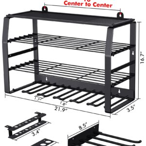 Kayfia Power Tool Organizer-10 Drill Holders Wall Mount Removable Design Cordless Drill 4 Layer Heavy Duty Tool Organizers Storage Garage Utility Racks with Screwdriver/Plier Holder