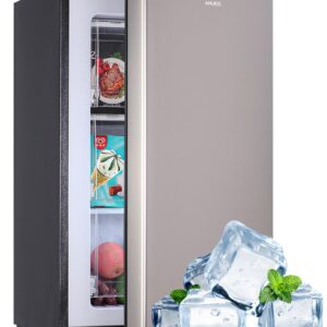 Anukis 3.0 Cu.ft Upright Freezer, Compact Mini and Small Freezers with Adjustable Temperature, Three Freeze Shelves For Home, Kitchen, Office, Silver