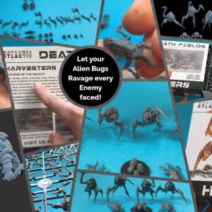 Wargames Delivered - Death Fields - Harvesters - Alien Beast 28mm Miniature, 20 Large and 10 Small Beast with a Variety of Bio-Weapons, and Digital Bundle - Action Figures Plastic Model Kit