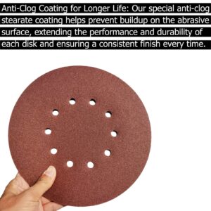 SACKORANGE 50 Pack 9-Inch 10 Hole 120 Grit Hook-and-Loop Drywall Sandpaper - Aluminum Oxide Sanding Disc for ‎9" Drywall Sander Wood Furniture Finishing …