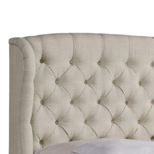 Rosevera Issac Bed with Signature Design Adjustable Headboard and Button Tufting Bed Frame,Queen,Classic Beige