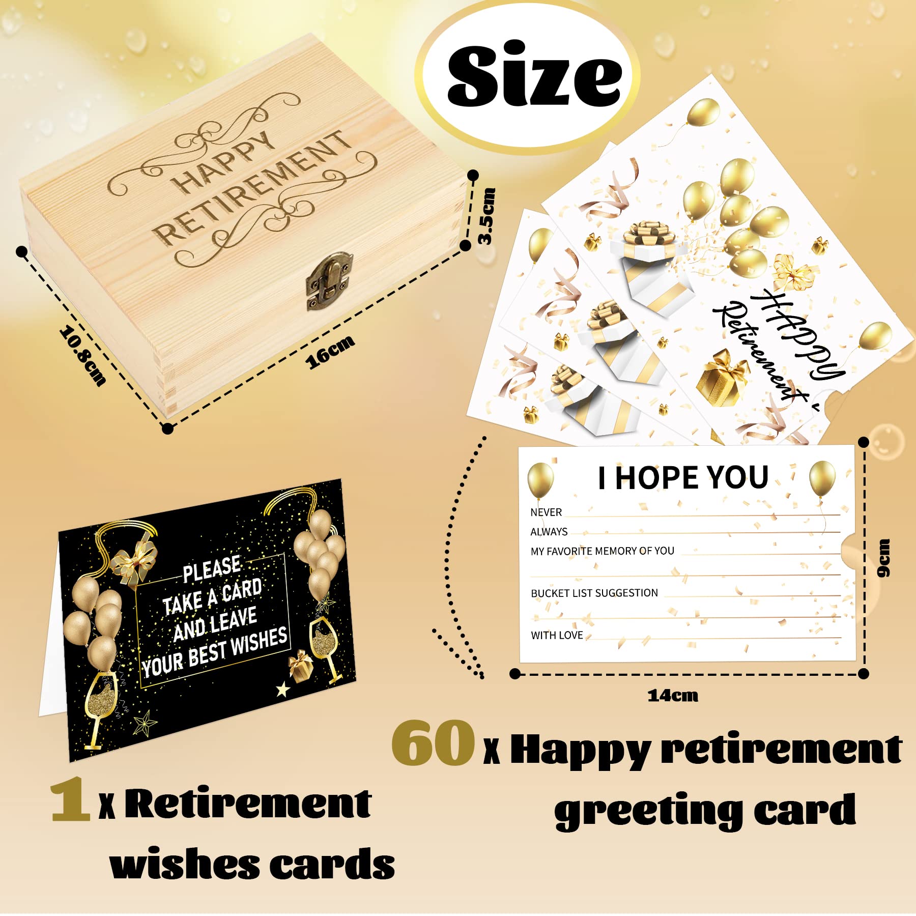 WAN2TLK 60PCS Retirement Card, Happy Wishes Card Box, Well Wish and Advice Congratulations Guest Book Cards, Retirement Party Favors and Going Away Party Decorations Supplies