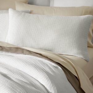 BOLL & BRANCH Waffle Duvet Set - King/Cal King, White - 100% Organic Cotton - 1 Duvet Cover, 2 Shams - Interior Corner Ties + Hidden Zipper Closures