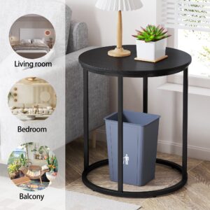 Yusong Round End Table, 20" Accent Small Side Table Nightstand Modern Bedside Table for Living Room Bedroom Office Small Spaces,Black