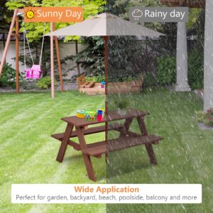 BETTARY Kids Picnic Table, Wooden Toddler Activity Table with Removable Umbrella, Children Backyard Furniture for Patio, Garden, Gift for Girls & Boys, Kids Table and Bench Set for Outdoors Indoors