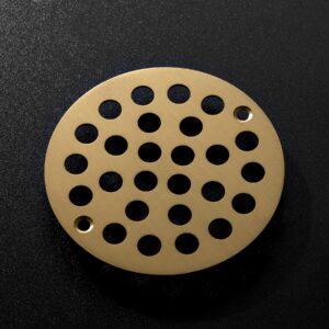 Evangeline 4 Inch Shower Drain Cover Replacement Bathroom Grate Drain Strainer Round (Brushed Gold)