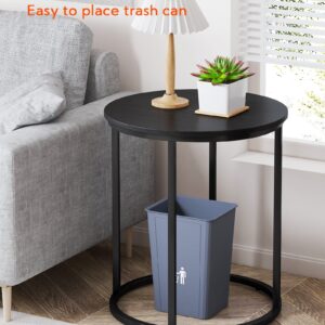 Yusong Round End Table, 20" Accent Small Side Table Nightstand Modern Bedside Table for Living Room Bedroom Office Small Spaces,Black